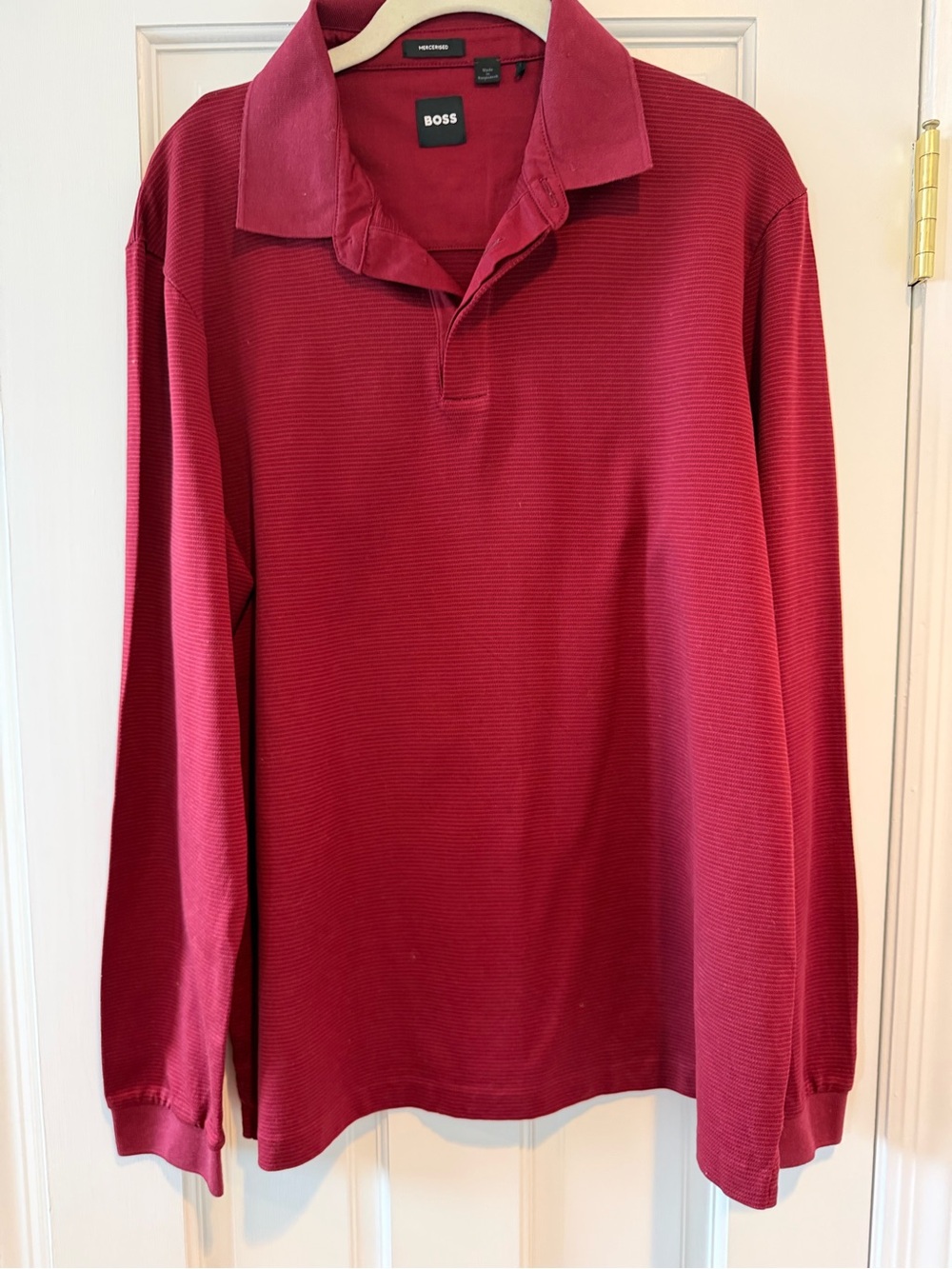 BOSS Men's Burgundy V-Neck Polo Sweater